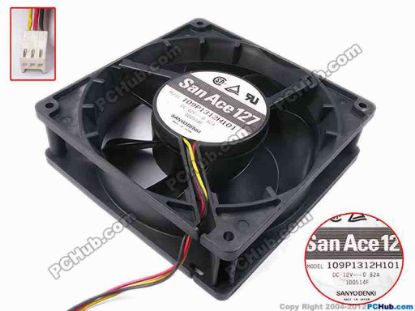 81940 Sanyo Denki 109P1312H101 Server - Square Fan sq127x127x38, w200x3x3, 12V 0.82A Sanyo Denki 109P1312H101 Server - Square Fan 