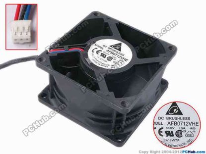 81952 Delta Electronics AFB0712VHE Server - Square Fan -R00, sq70x70x38, w115x3x3, 12V 1A Delta Electronics AFB0712VHE Server - Square Fan 