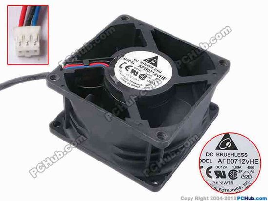 81952 Delta Electronics AFB0712VHE Server - Square Fan -R00, sq70x70x38, w115x3x3, 12V 1A Delta Electronics AFB0712VHE Server - Square Fan 