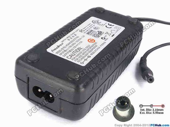 82069 Other Brands Freebox AC Adapter 5V-12V 12V 3.15A, Tip-B, 2-prong Other Brands Freebox AC Adapter 5V-12V <div style="border-top-width: 0px; border-right-width: 0px; border-bottom-width: 0px; border-left-width: 0px; padding-top: 2px; padding-right: 2px; padding-bottom: 2px; padding-left: 2px; font-size: 10pt; ">
<div style="border-top-width: 0px; border-right-width: 0px; border-bottom-width: 0px; border-left-width: 0px; padding-top: 2px; padding-right: 2px; padding-bottom: 2px; padding-left: 2px; ">
<div style="font-size: 10pt; ">Model: KSAH1200315T1M2</div>
<div style="font-size: 10pt; "><br />
</div>
<div style="font-size: 10pt; ">INPUT: 100-240V~1.2A 50-60Hz&nbsp;</div>
<div style="font-size: 10pt; ">OUTPUT: 12V 3.15A 38W</div>
<div>
<div>Connecter size: Int. Diameter: 2.10mm&nbsp;</div>
<div>Ext. Diameter: 5.50mm</div></div>
<div style="font-size: 10pt; "><br />
</div>
<div style="font-size: 10pt; ">Dimensions: 109 X 52 X 36 mm</div>
<div style="font-size: 10pt; "><br />
</div>
<div style="font-size: 10pt; ">*Please take note, 2 wire AC power cord not included.</div></div></div>
