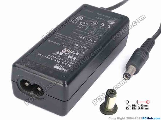 82070 Acbel Polytech API-8600 AC Adapter 5V-12V 5V 3A, 5.5/2.5mm, 2-Prong Acbel Polytech API-8600 AC Adapter 5V-12V <div style="border-top-width: 0px; border-right-width: 0px; border-bottom-width: 0px; border-left-width: 0px; padding-top: 2px; padding-right: 2px; padding-bottom: 2px; padding-left: 2px; font-size: 10pt; ">
<div style="border-top-width: 0px; border-right-width: 0px; border-bottom-width: 0px; border-left-width: 0px; padding-top: 2px; padding-right: 2px; padding-bottom: 2px; padding-left: 2px; font-size: 10pt; ">
<div style="border-top-width: 0px; border-right-width: 0px; border-bottom-width: 0px; border-left-width: 0px; padding-top: 2px; padding-right: 2px; padding-bottom: 2px; padding-left: 2px; ">
<div style="font-size: 10pt; ">Model: API-8600</div>
<div style="font-size: 10pt; "><br />
</div>
<div style="font-size: 10pt; ">INPUT: 100-240V~0.5A 50-60Hz&nbsp;</div>
<div style="font-size: 10pt; ">OUTPUT: 5V 3A 15W</div>
<div>
<div>Connecter size: Int. Diameter: 2.50mm&nbsp;</div>
<div>Ext. Diameter: 5.50mm</div></div>
<div style="font-size: 10pt; "><br />
</div>
<div style="font-size: 10pt; ">Dimensions: 93 X 40 X 27 mm</div>
<div style="font-size: 10pt; "><br />
</div>
<div style="font-size: 10pt; ">*Please take note, 2 wire AC power cord not included.</div></div></div></div>