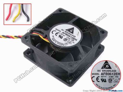 82131 Delta Electronics AFB0612EH Server - Square Fan -F00, sq60x60x25, w65x3, 12V 0.48A Delta Electronics AFB0612EH Server - Square Fan 