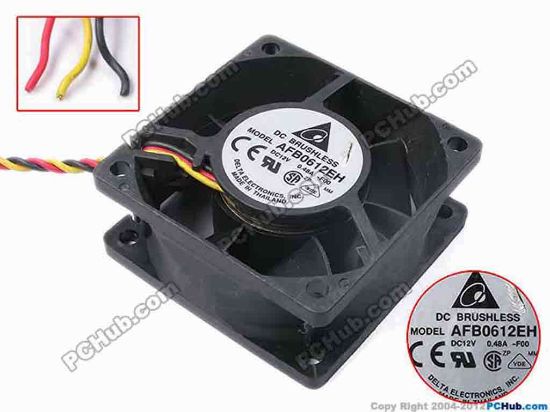 82131 Delta Electronics AFB0612EH Server - Square Fan -F00, sq60x60x25, w65x3, 12V 0.48A Delta Electronics AFB0612EH Server - Square Fan 