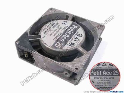 82212 Sanyo Denki 109S051 Server - Square Fan sq80x80x25, 2-Pin, 200V 50Hz 9W 0.06A, 60Hz 7W 0.0 Sanyo Denki 109S051 Server - Square Fan 