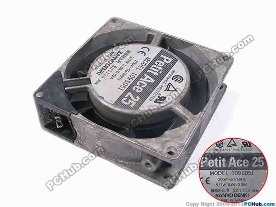 82212 Sanyo Denki 109S051 Server - Square Fan sq80x80x25, 2-Pin, 200V 50Hz 9W 0.06A, 60Hz 7W 0.0 Sanyo Denki 109S051 Server - Square Fan 
