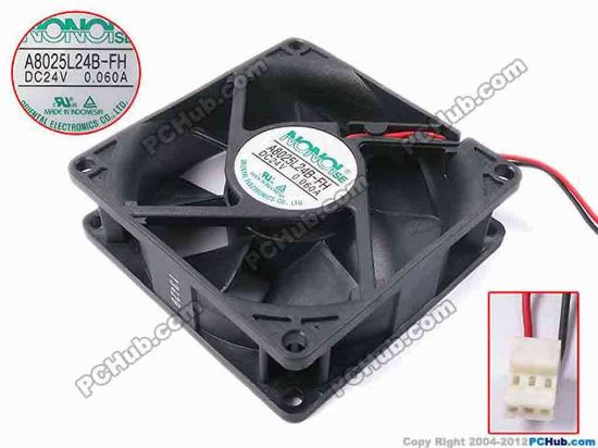 82360 NONOISE A8025L24B-FH Server - Square Fan sq80x80x25, w125x2x3, 24V 0.06A  NONOISE A8025L24B-FH Server - Square Fan 