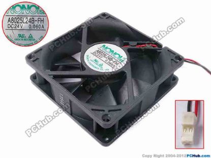 82363 NONOISE A8025L24B-FH Server - Square Fan sq80x80x25, w70x2x2, 24V 0.06A NONOISE A8025L24B-FH Server - Square Fan 