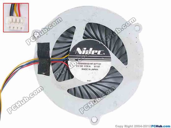 82376 Nidec G55N05NS1MT-57T131 Cooling Fan  size: 56x8, w70x4x4, 5V 0.35A, Bare fan Nidec G55N05NS1MT-57T131 Cooling Fan  