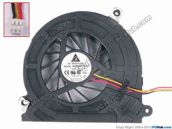 82504 Delta Electronics KSB06105HA Cooling Fan  -9L01, w35x3x3, 5V 0.4A, Bare Fan  Delta Electronics KSB06105HA Cooling Fan  