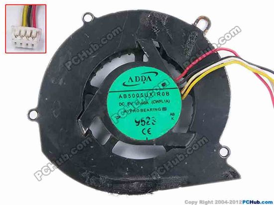 82578 ADDA AB5005UX-R0B Cooling Fan  CWFL1A, w35x4x4, 5V 0.4A, Bare Fan ADDA AB5005UX-R0B Cooling Fan  