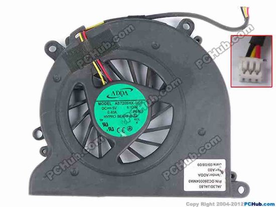 82587 ADDA AB7205HX-GC3 Cooling Fan  JAL80, w75x3x3, 5V 0.4A, Bare Fan ADDA AB7205HX-GC3 Cooling Fan  