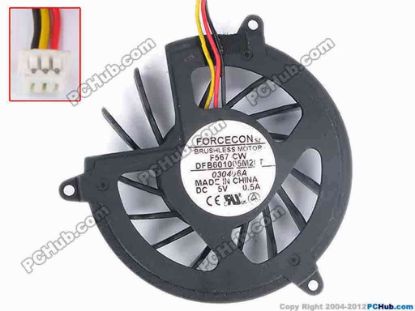 82749 Forcecon DFB601005M20T Cooling Fan  F567, w40x3x3, 5V 0.5A, Bare Fan Forcecon DFB601005M20T Cooling Fan  