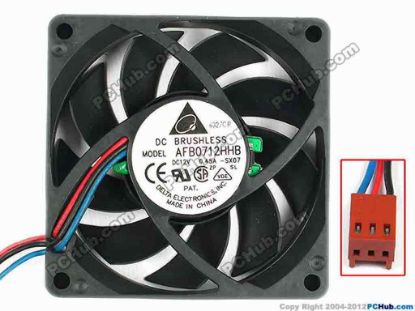 83286 Delta Electronics AFB0712HHB Server - Square Fan -SX07, sq70x70x15, w145x3x3, 12V 0.45A Delta Electronics AFB0712HHB Server - Square Fan 