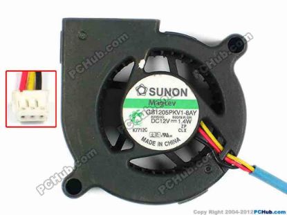 83287 SUNON GB1205PKV1-8AY Server - Blower Fan B2079.R.GN, bw50x50x20, w130x3x3, 12V 1.4W SUNON GB1205PKV1-8AY Server - Blower Fan 