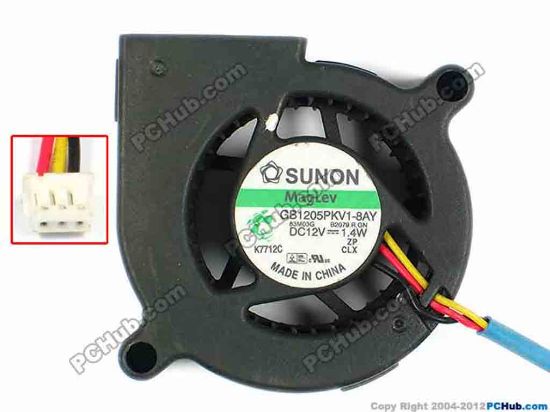 83287 SUNON GB1205PKV1-8AY Server - Blower Fan B2079.R.GN, bw50x50x20, w130x3x3, 12V 1.4W SUNON GB1205PKV1-8AY Server - Blower Fan 
