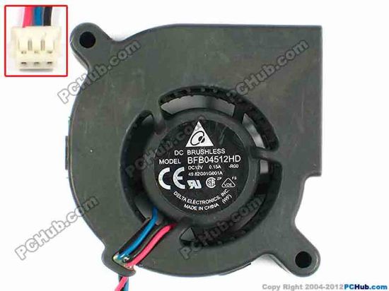 83310 Delta Electronics BFB04512HD Server - Blower Fan -R00, bw45x45x20, w195x3x3, 12V 0.15A Delta Electronics BFB04512HD Server - Blower Fan 