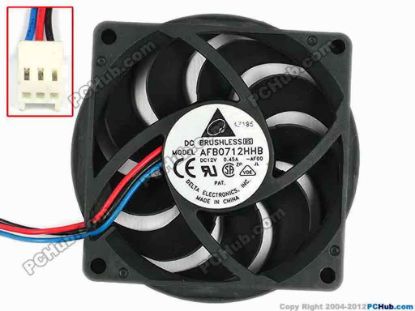 83311 Delta Electronics AFB0712HHB Server - Square Fan -AF00, sq80x80x15, w145x3x3, 12V 0.45A Delta Electronics AFB0712HHB Server - Square Fan 