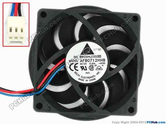 83311 Delta Electronics AFB0712HHB Server - Square Fan -AF00, sq80x80x15, w145x3x3, 12V 0.45A Delta Electronics AFB0712HHB Server - Square Fan 