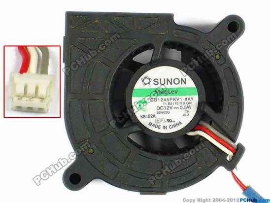 83315 SUNON GB1245PKV1-8AY Server - Blower Fan 11.B3119.R.X.GN, bw45x45x20, w95x3x3, 12V 0.5W SUNON GB1245PKV1-8AY Server - Blower Fan 