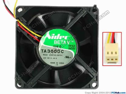 83318 Nidec M35133-58PW1 Server - Square Fan sq80x80x38, w255x3x3, 24V 0.44A Nidec M35133-58PW1 Server - Square Fan 