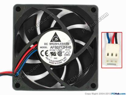 83319 Delta Electronics AFB0712HHB Server - Square Fan -P01M, sq70x70x15, w140x3x3, 12V 0.45A Delta Electronics AFB0712HHB Server - Square Fan 