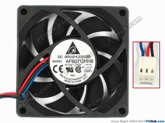 83319 Delta Electronics AFB0712HHB Server - Square Fan -P01M, sq70x70x15, w140x3x3, 12V 0.45A Delta Electronics AFB0712HHB Server - Square Fan 