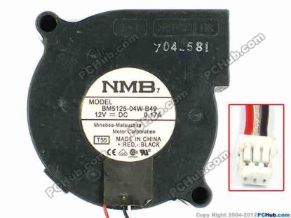83320 NMB-MAT / Minebea BM5125-04W-B49 Server - Blower Fan T55, bw50x50x25, w120x3x3, 12V 0.17A NMB-MAT / Minebea BM5125-04W-B49 Server - Blower Fan 