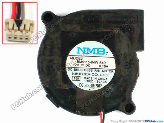 83324 NMB-MAT / Minebea BM5115-04W-B49 Server - Blower Fan T50, bw51x51x15, w125x3x3, 12V 0.16A NMB-MAT / Minebea BM5115-04W-B49 Server - Blower Fan 