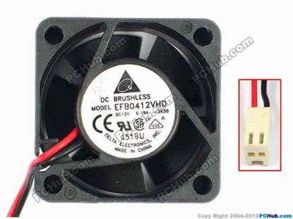 83326 Delta Electronics EFB0412VHD Server - Square Fan -3K50, sq40x40x20, w45x2x2, 12V 0.18A Delta Electronics EFB0412VHD Server - Square Fan 