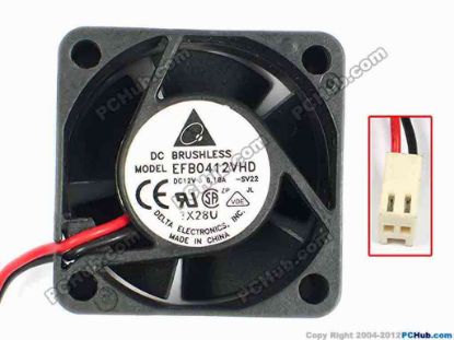 83329 Delta Electronics EFB0412VHD Server - Square Fan -SV22, sq40x40x20, w50x2x2, 12V 0.18A Delta Electronics EFB0412VHD Server - Square Fan 