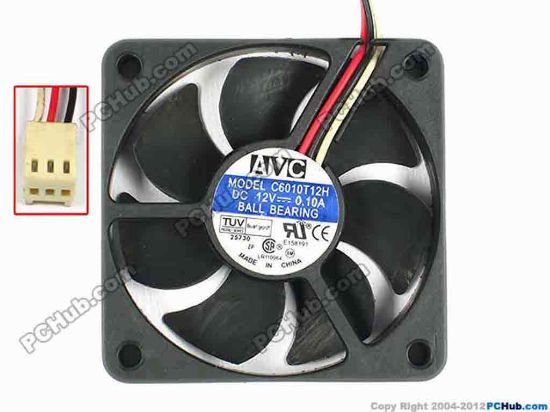 83332 AVC C6010T12H Server - Square Fan sq60x60x10, w155x3x3, 12V 0.1A AVC C6010T12H Server - Square Fan 