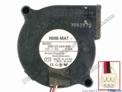83338 NMB-MAT / Minebea BM5125-04W-B59 Server - Blower Fan T11, bw50x50x25, w105x3x3, 12V 0.32A NMB-MAT / Minebea BM5125-04W-B59 Server - Blower Fan 