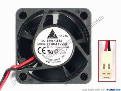 83349 Delta Electronics EFB0412VHD Server - Square Fan -3K50, sq40x40x20, w50x2x2, 12V 0.18A Delta Electronics EFB0412VHD Server - Square Fan 