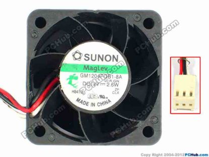 83353 SUNON GM1204PQB1-8A Server - Square Fan (2).R.GN, sq40x40x28, w250x3x3, 12V 2.6W SUNON GM1204PQB1-8A Server - Square Fan