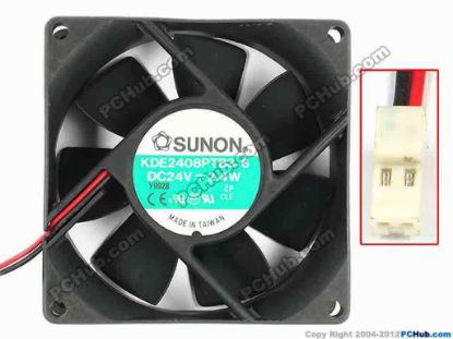 83389 SUNON KDE2408PTB3-6 Server - Square Fan sq80x80x25, w75x2x2, 24V 2.4W SUNON KDE2408PTB3-6 Server - Square Fan 