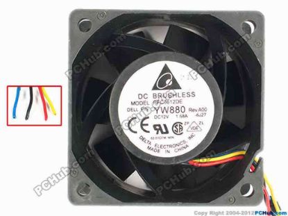 83411 Delta Electronics PFC0612DE Server - Square Fan -6J27, sq60x60x38, w50x4, 12V 1.68A Delta Electronics PFC0612DE Server - Square Fan 