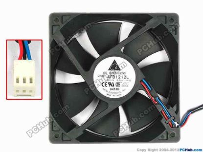 83416 Delta Electronics AFB1212L Server - Square Fan -F00, sq120x120x25, w100x3x3, 12V 0.21A Delta Electronics AFB1212L Server - Square Fan 