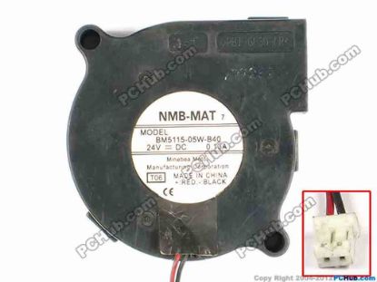 83431 NMB-MAT / Minebea BM5115-05W-B40 Server - Blower Fan T06, bw50x50x15, w65x2x2, 24V 0.13A NMB-MAT / Minebea BM5115-05W-B40 Server - Blower Fan 