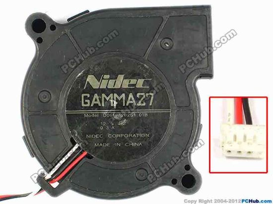 83444 Nidec D06F-12B2S1 Server - Blower Fan 01B, bw60x60x30, w105x3x4, 12V 0.3A Nidec D06F-12B2S1 Server - Blower Fan 