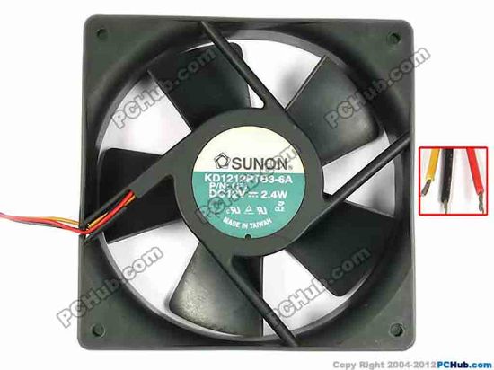 84149 SUNON KD1212PTB3-6A Server - Square Fan P/N : (F), sq120x120x25, w490x2, 12V 2.4W SUNON KD1212PTB3-6A Server - Square Fan 