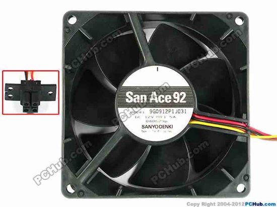 84157 Sanyo Denki 9G0912P1J031 Server - Square Fan sq92x92x38, w100x4x4, 12V 1.5A Sanyo Denki 9G0912P1J031 Server - Square Fan 