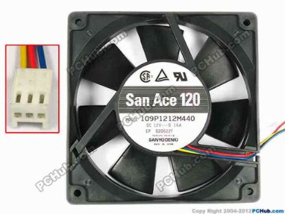 84166 Sanyo Denki 109P1212M440 Server - Square Fan sq120x120x25, w200x3x3, 12V 0.14A Sanyo Denki 109P1212M440 Server - Square Fan 