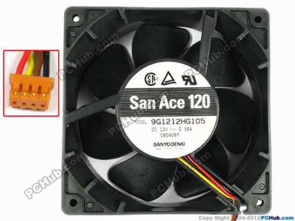 84173 Sanyo Denki 9G1212HG105 Server - Square Fan sq120x120x38, w100x4x4, 12V 0.98A Sanyo Denki 9G1212HG105 Server - Square Fan 