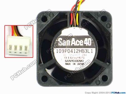 84184 Sanyo Denki 109P0412HB3L1 Server - Square Fan sq40x40x28, w125x4x4, 12V 0.28A Sanyo Denki 109P0412HB3L1 Server - Square Fan 