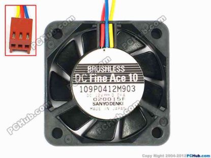 84189 Sanyo Denki 109P0412M903 Server - Square Fan sq40x40x10, w90x3x3, 12V 0.06A Sanyo Denki 109P0412M903 Server - Square Fan 