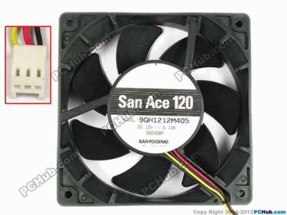 84190 Sanyo Denki 9GH1212M405 Server - Square Fan sq120x10x25, w200x3x3, 12V 0.13A Sanyo Denki 9GH1212M405 Server - Square Fan 