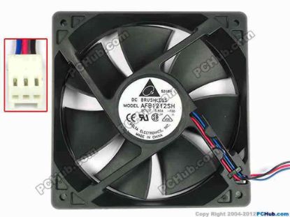 84193 Delta Electronics AFB1212SH Server - Square Fan -F00, sq120x120x25, w250x3x3, 12V 0.8A Delta Electronics AFB1212SH Server - Square Fan 