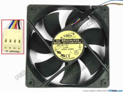84196 ADDA AD1212UB-A73GL Server - Square Fan S, sq120x120x25, w200x4x4, 12V 0.5A ADDA AD1212UB-A73GL Server - Square Fan 