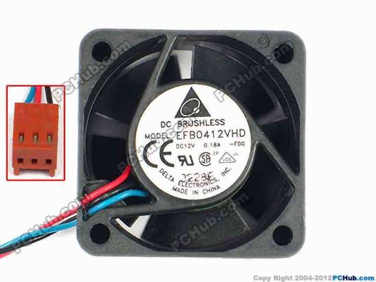 84202 Delta Electronics EFB0412VHD Server - Square Fan -F00, sq40x40x20, w300x3x3, 12V 0.18A Delta Electronics EFB0412VHD Server - Square Fan 