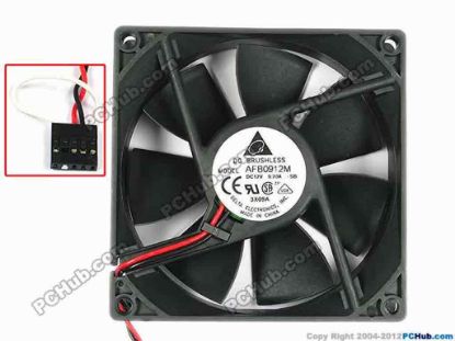 84210 Delta Electronics AFB0912M Server - Square Fan -SB, sq92x92x25, w180x2x4, 12V 0.2A Delta Electronics AFB0912M Server - Square Fan 